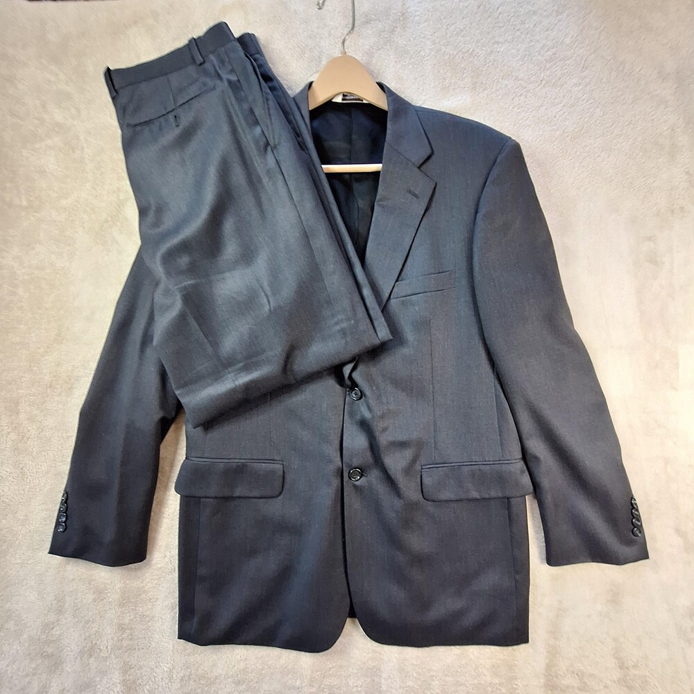 Pronto Uomo Suit Mens 42 Long 36W Classic Wool Blend Ventless 2 Piece Set